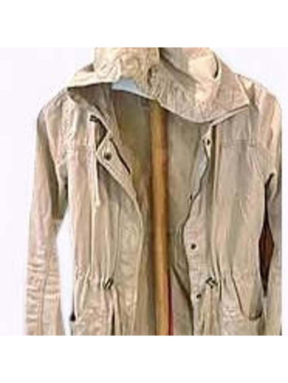 Beige Hooded Utility Jacket- medium